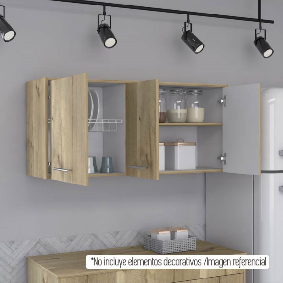 FMFURNITURE - Mueble Mural 3 Puertas Blanco 113.5x63.1x36.1 cm