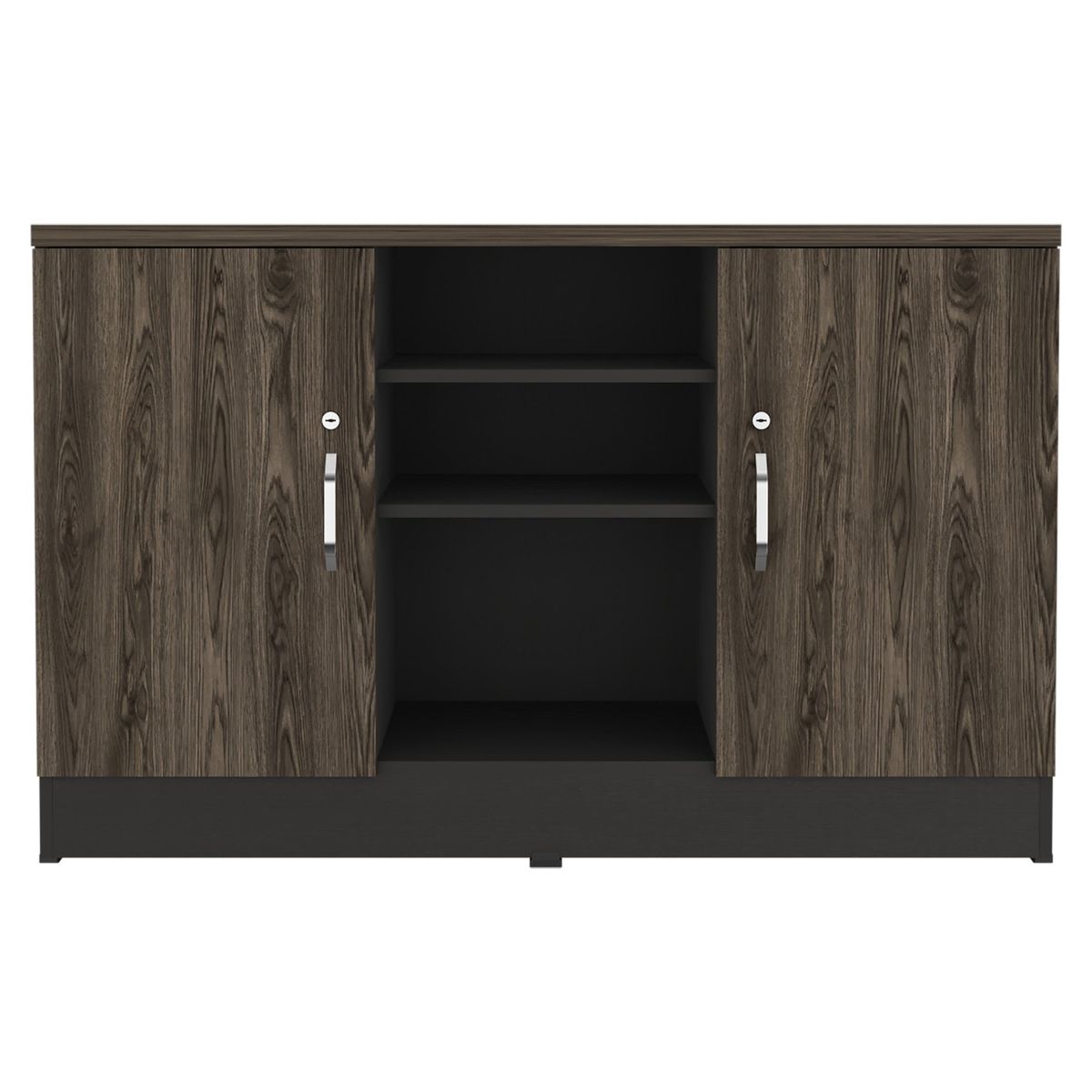 FMFURNITURE - Gabinete - Negro Soft / Coñac 75.7x120x45.5 cm