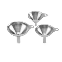 GENERICO - Pack 3 Embudos Delgados Acero Inoxidable