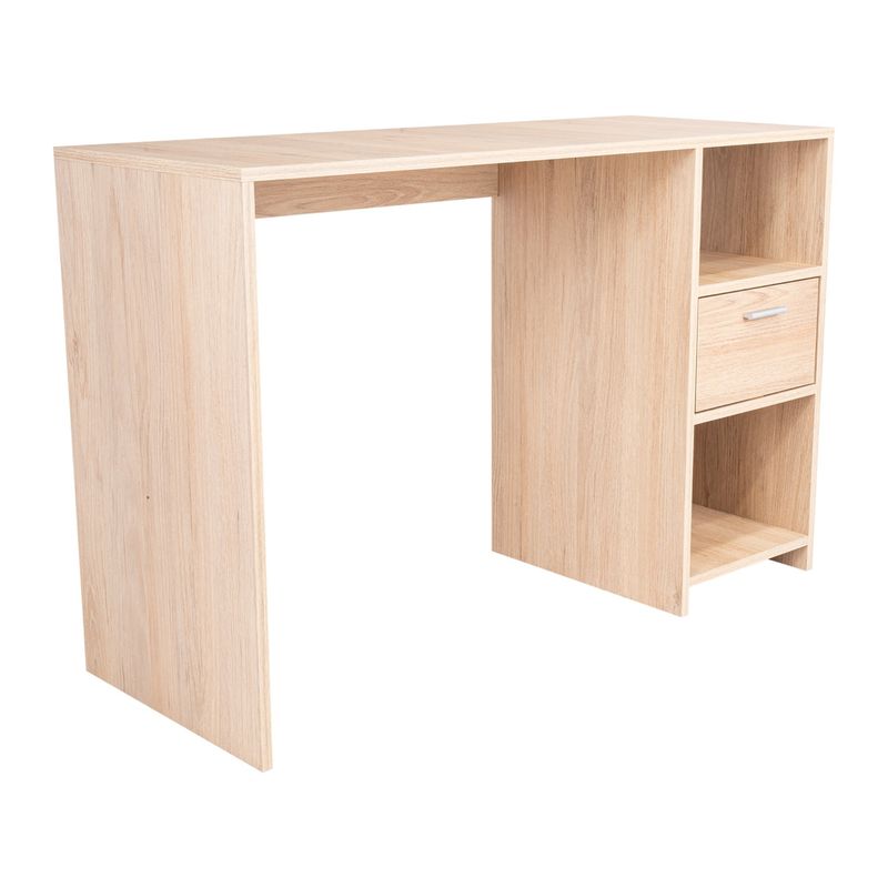FMFURNITURE - Escritorio 2 Repisas 1 Cajón - Café Claro 73x110x43.6 cm
