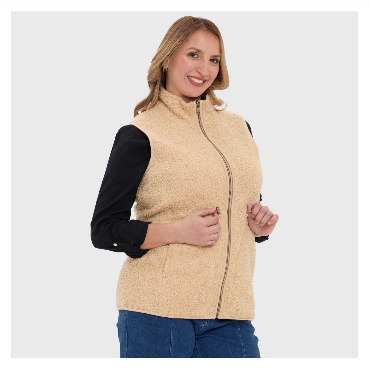 FASHION'S PARK - Polar Mujer Peludo Bouclé Beige Fashion's Park