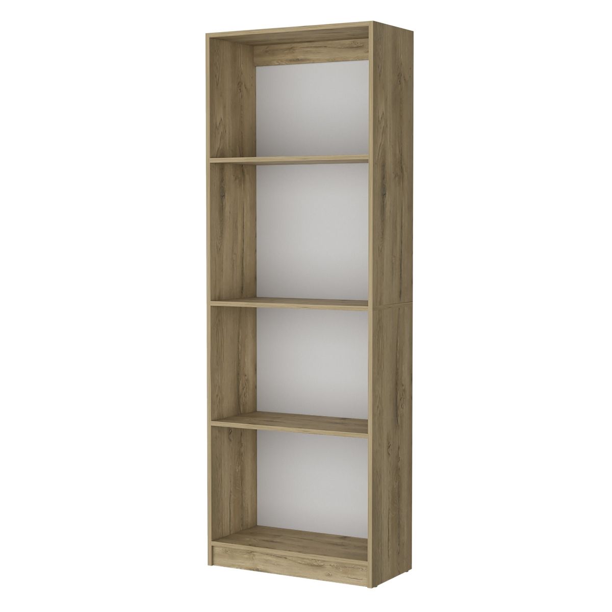 FMFURNITURE - Biblioteca Estante 4 Repisas Melamina Café Claro 180.6x62.8x29.9 cm