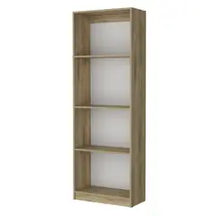 FMFURNITURE - Biblioteca Estante 4 Repisas Melamina - Café Claro 180.6x62.8x29.9 cm