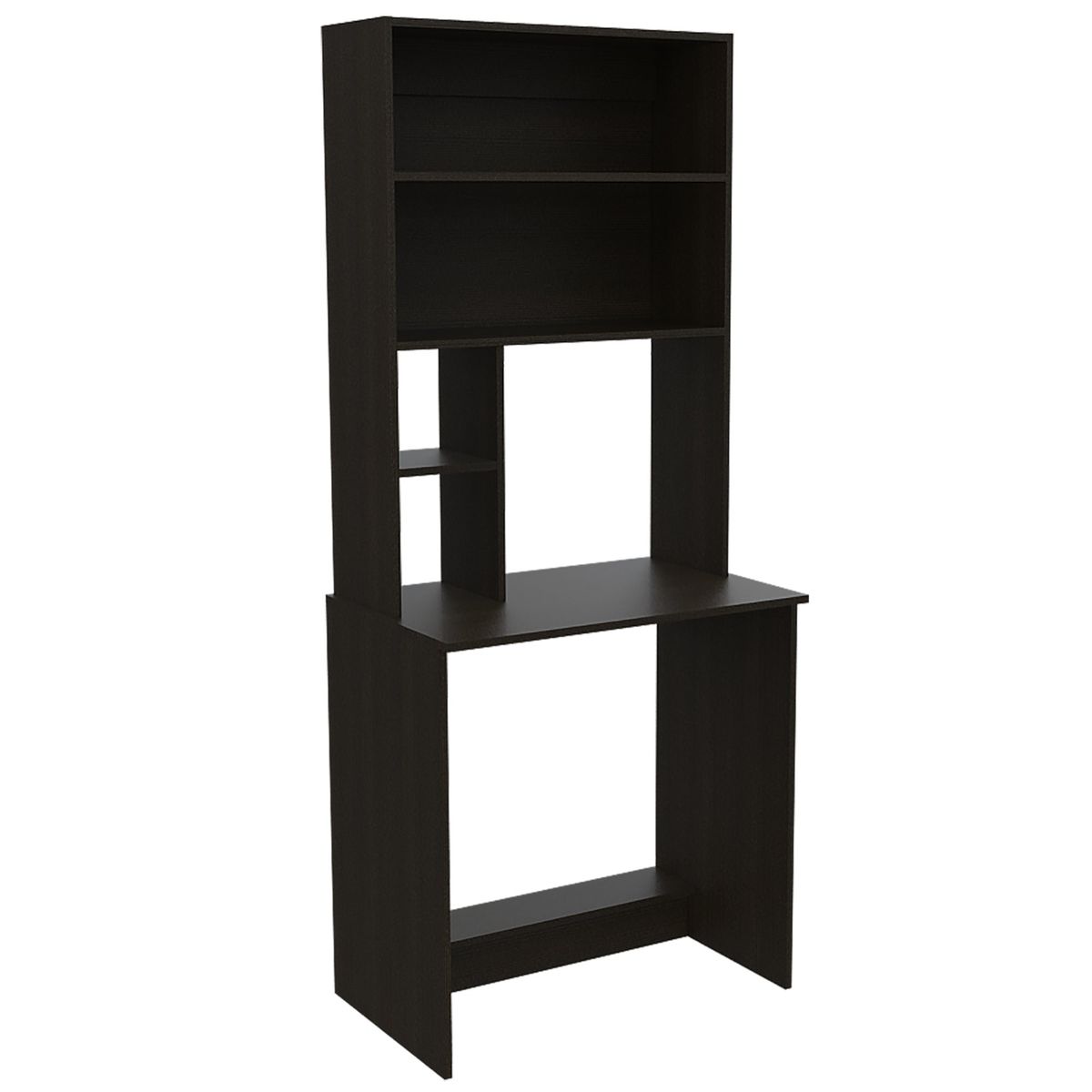 FMFURNITURE - Escritorio con 2 Repisas- Negro 180.7x75.2x48.3 cm