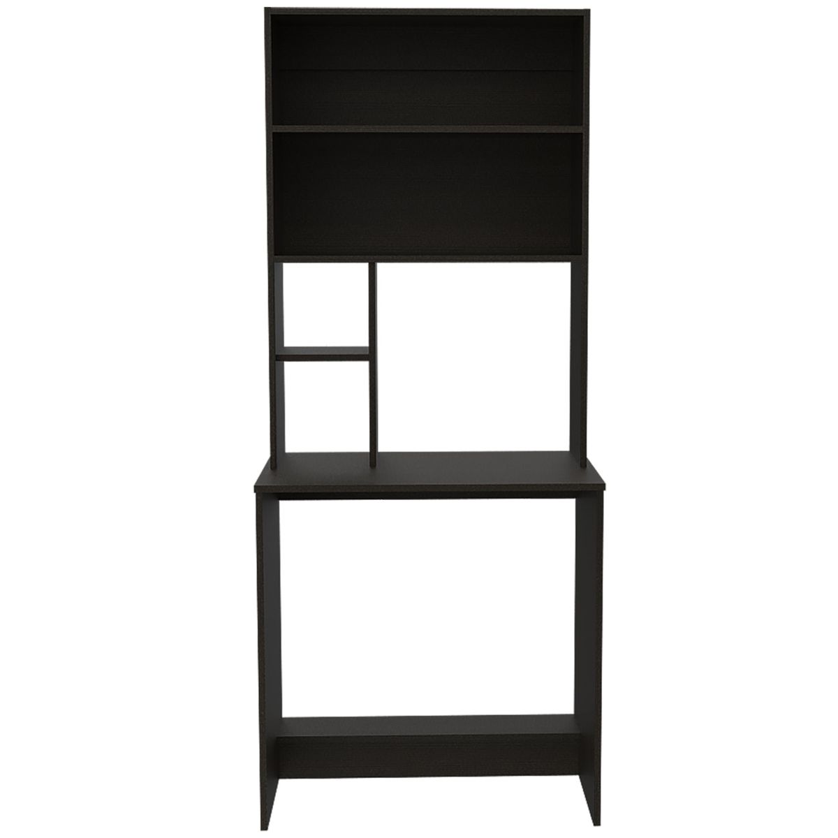 FMFURNITURE - Escritorio con 2 Repisas- Negro 180.7x75.2x48.3 cm