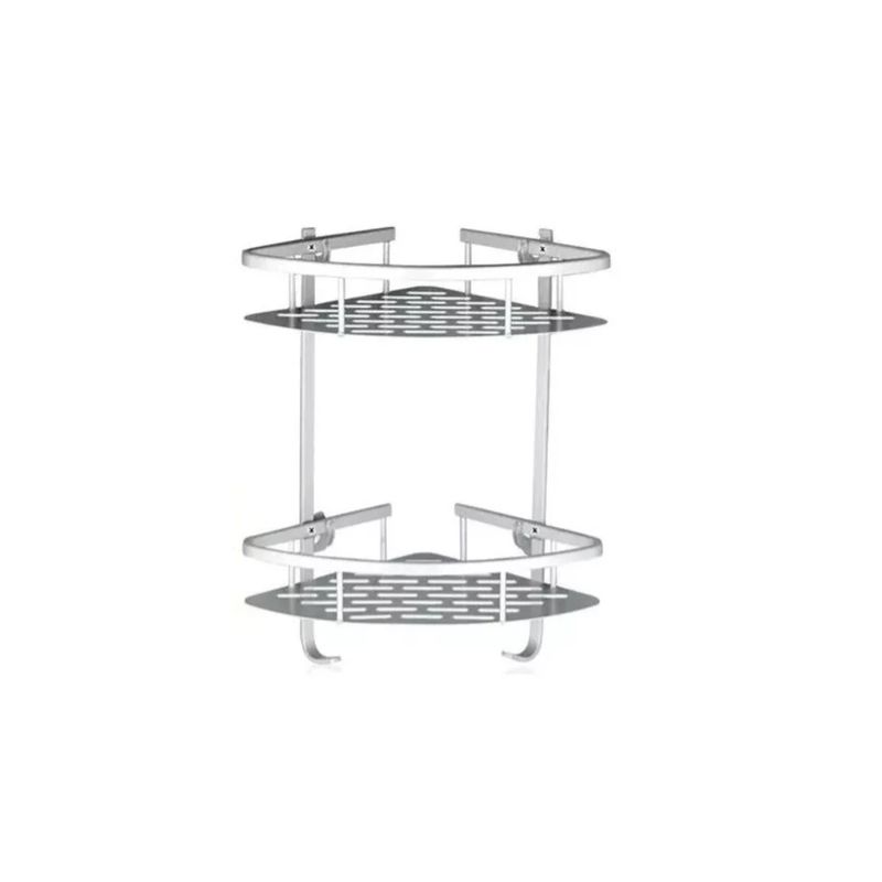 GENERICO - Repisa Mural Esquinero Baño Ducha Aluminio Inox 2 Niveles Plata.