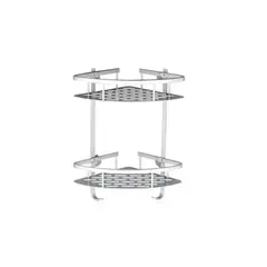 GENERICO - Repisa Mural Esquinero Baño Ducha Aluminio Inox 2 Niveles Plata.