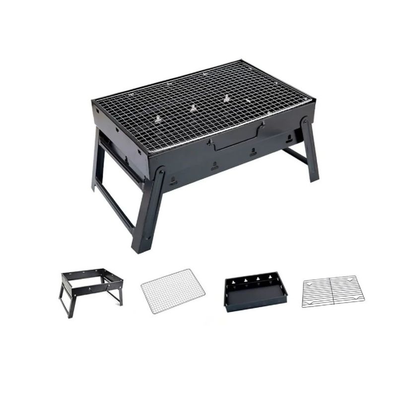 GENERICO - Asador Parrilla Plegable Portátil Camping Carbon Negro