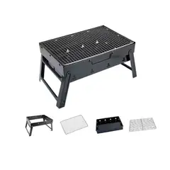 GENERICO - Asador Parrilla Plegable Portátil Camping Carbon Negro
