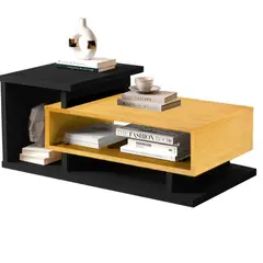 BE DESIGN - MESA DE CENTRO BOHO BICOLOR CARAMELO NEGRO