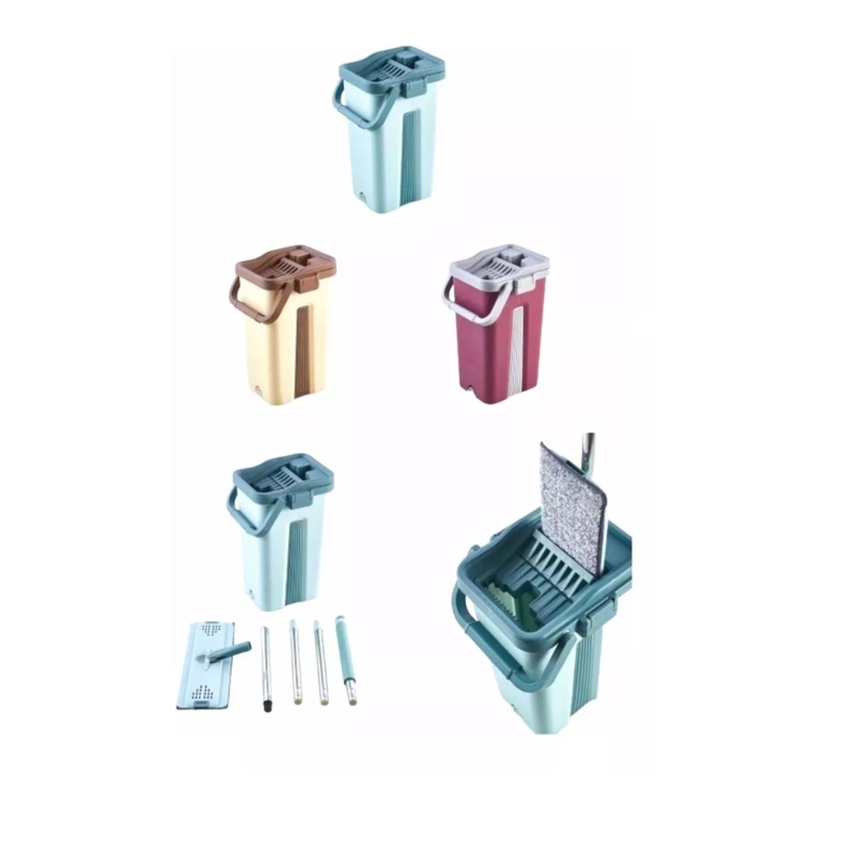 GENERICO - Trapeador Telescópico Giratorio 360° Con Balde Más Repuesto