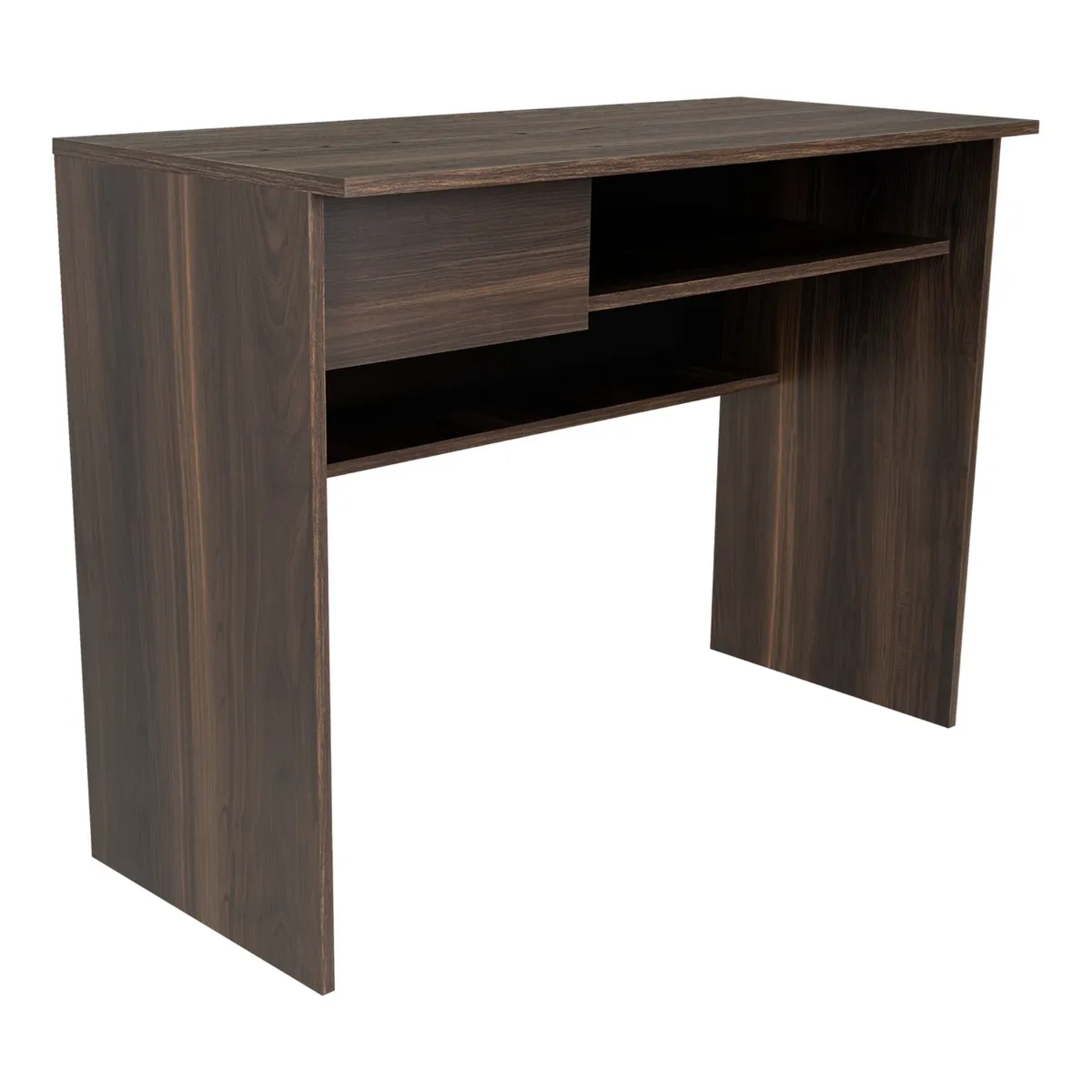 FMFURNITURE - Escritorio con Cajón - Café Oscuro 75.7x100x45.3 cm