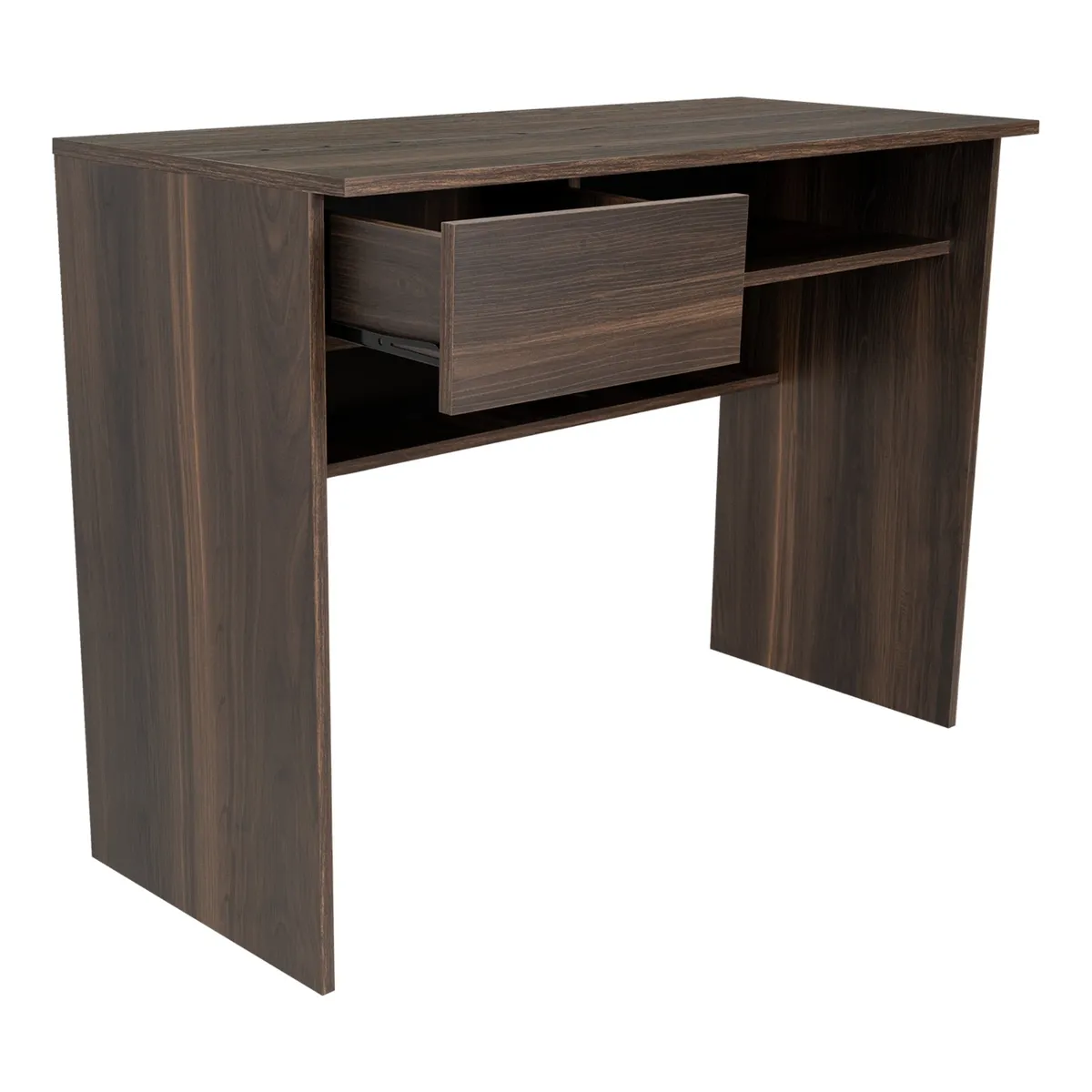 FMFURNITURE - Escritorio con Cajón - Café Oscuro 75.7x100x45.3 cm