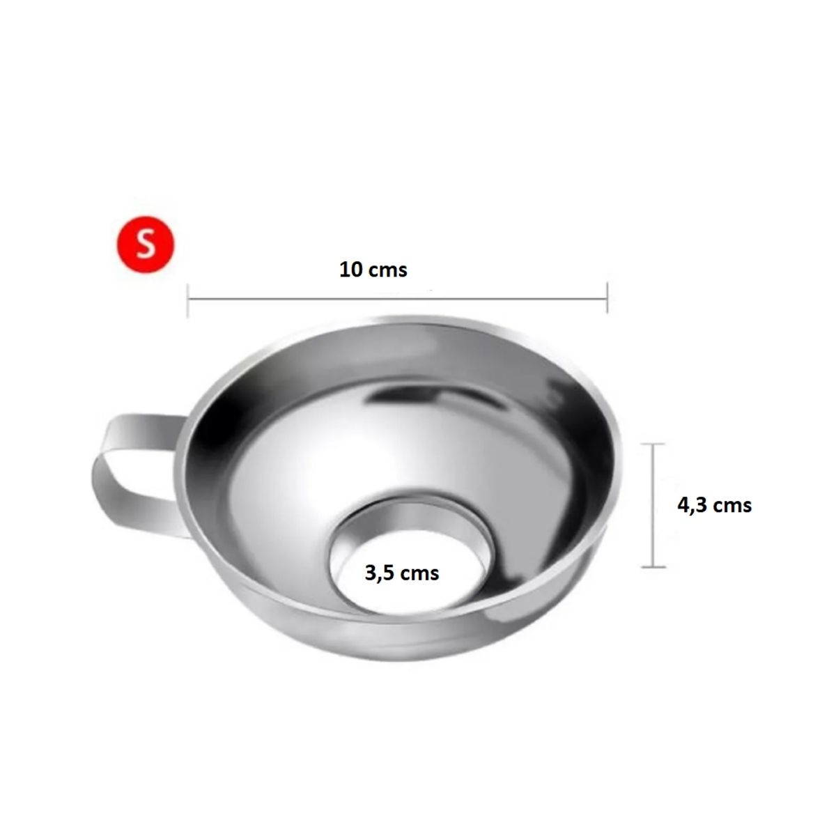 GENERICO - Embudo De Acero Inoxidable Boca Ancha, Talla S, 10 x 4,5 x 3,5 Cms