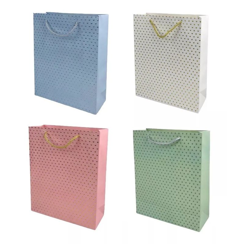 GENERICO - Pack 12 Bolsas De Regalo Puntos Grandes 30x40cm