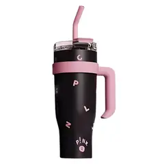 CRUSEC - Taza Térmica Con Asa Pink Bombilla 1200 Ml Boca Ancha