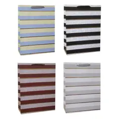 GENERICO - Pack 12 Bolsas De Regalo Hombre Rayados Grandes 30x40cm