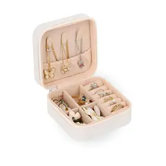 SANTU HOME & DECO - Organizador De Joyas Joyero de Cuerina Collar Anillos Blanco