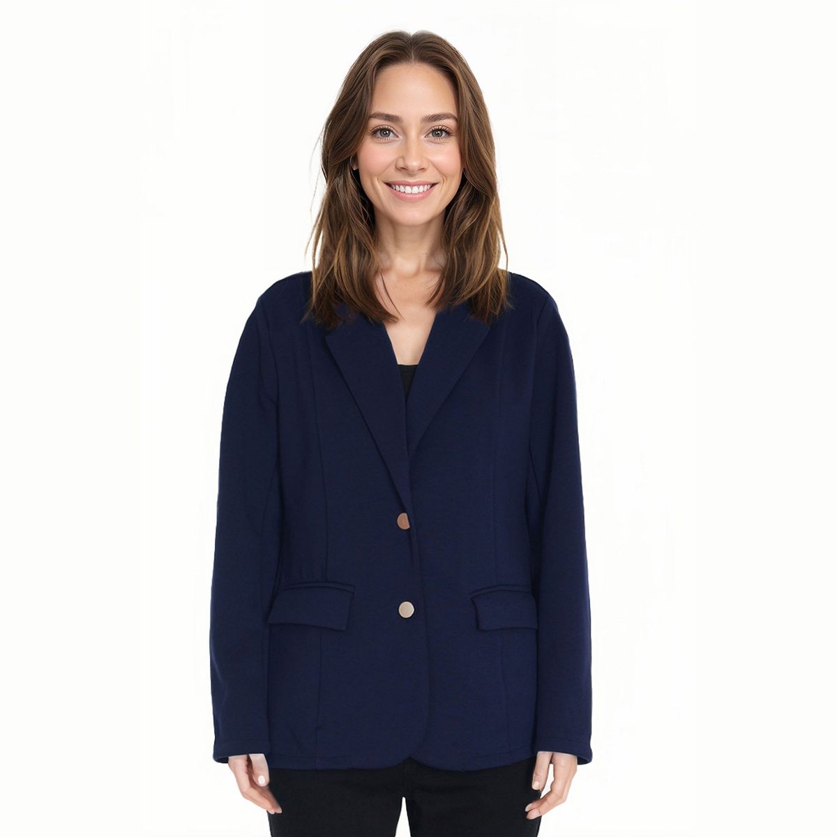 FASHION'S PARK - Blazer Mujer Con Tapeta En Bolsillo Azul Oscuro Fashion's Park