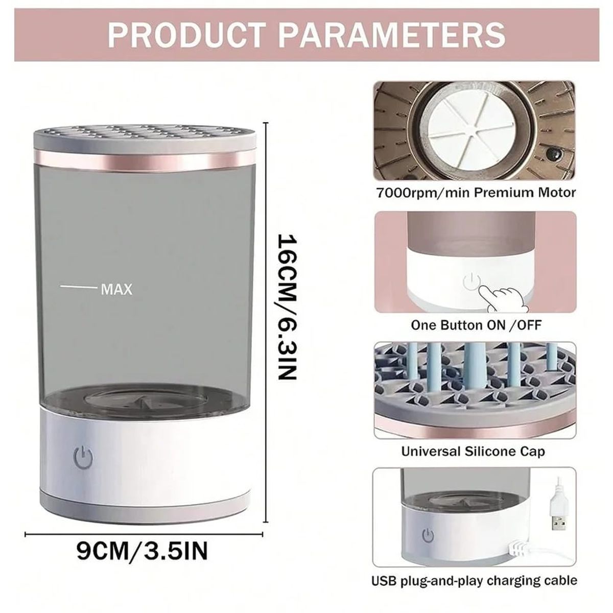 GENERICO - Limpiador Electrico Brochas Maquillaje Cosmeticos USB