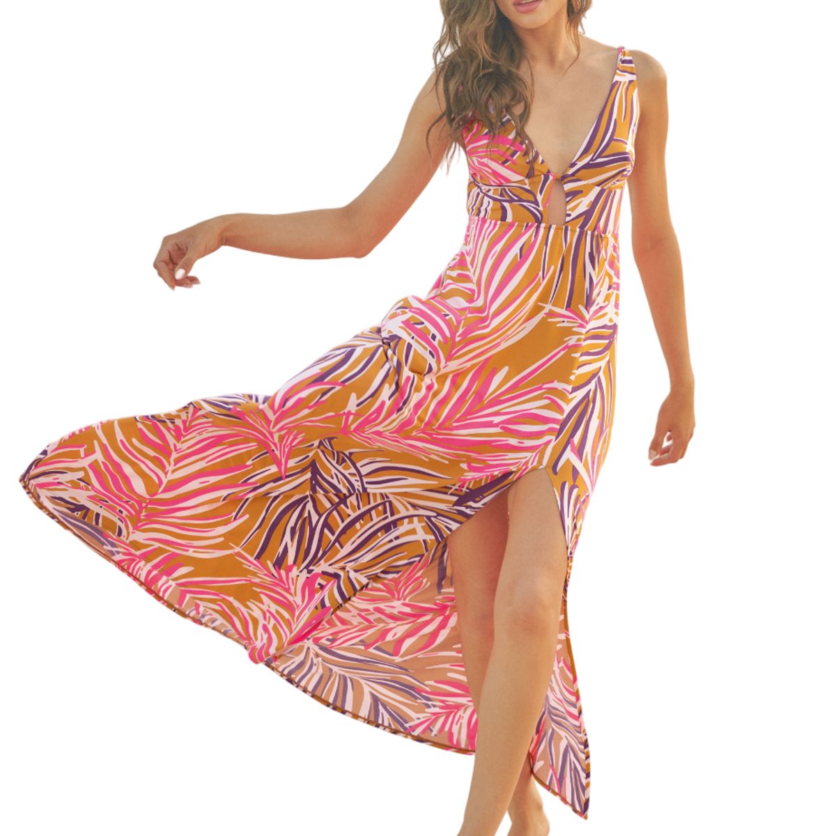 MAAJI - Vestido largo Maaji caramel Foliage Crystal