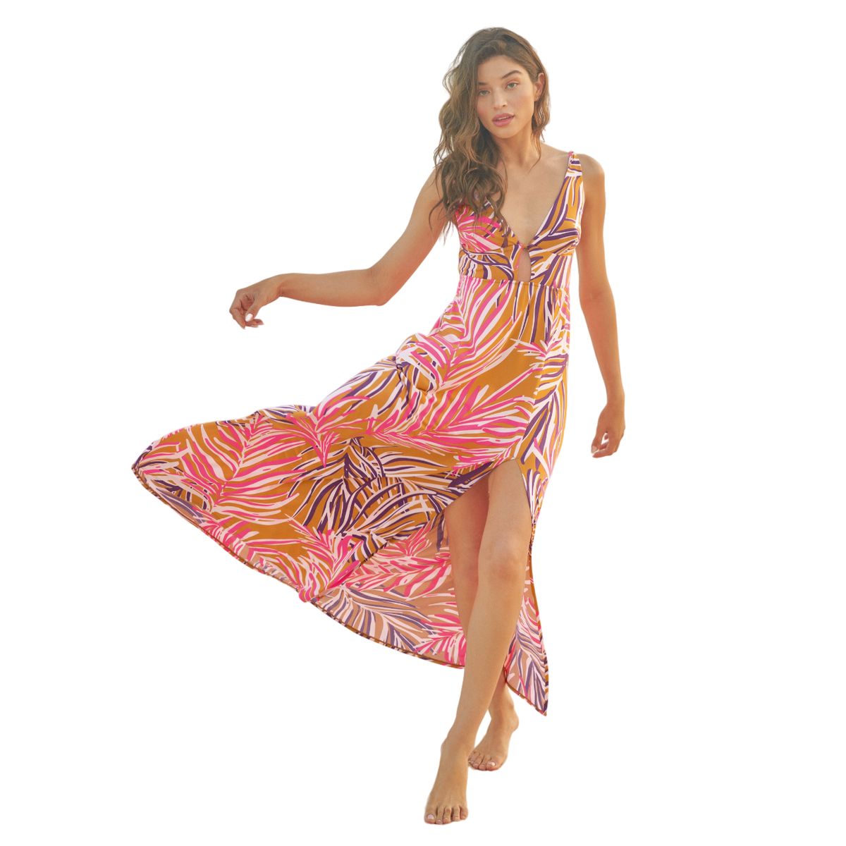 MAAJI - Vestido largo Maaji caramel Foliage Crystal