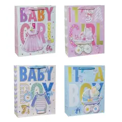 GENERICO - Pack 12 Bolsas De Regalo Baby Shower Medianas 26x32cm