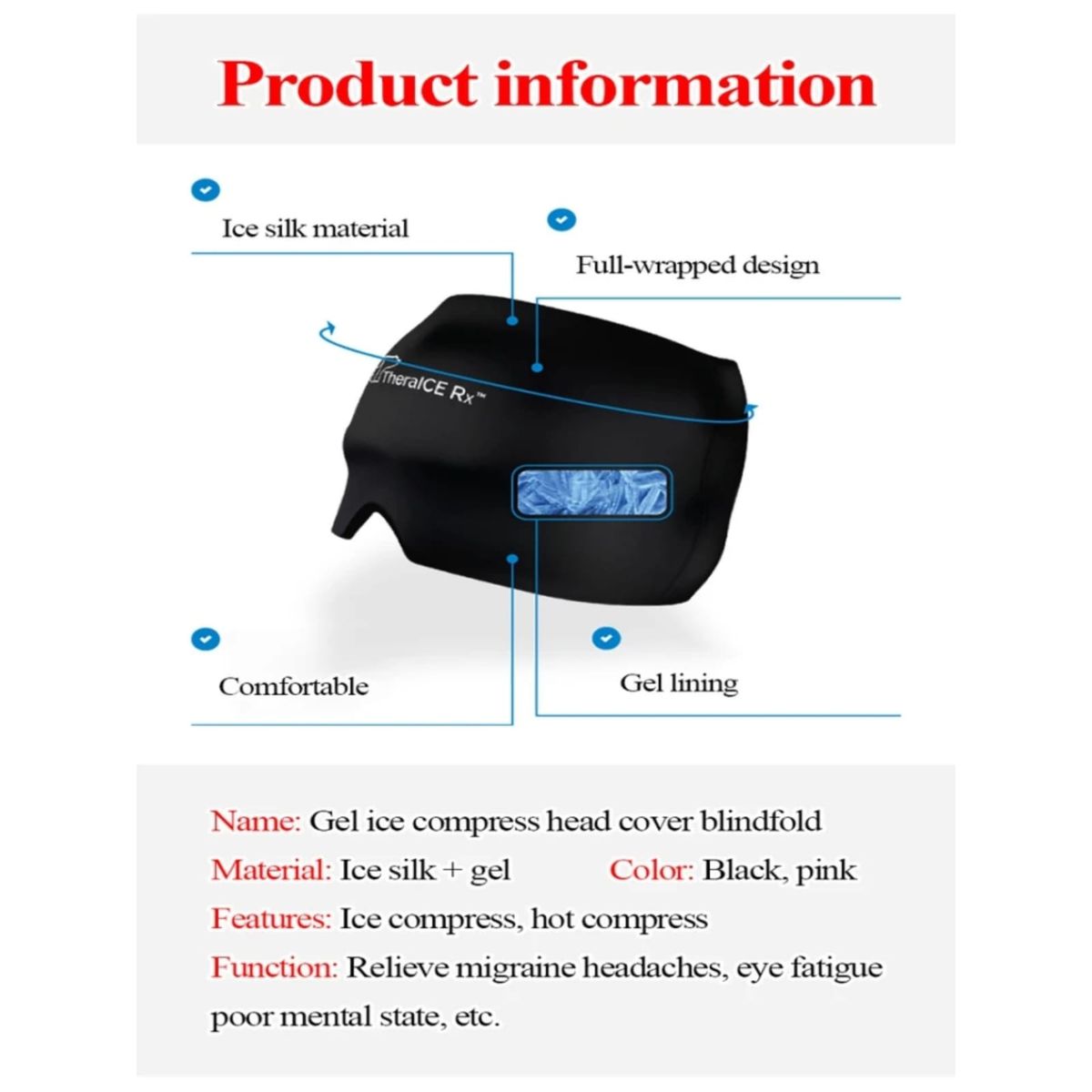 GENERICO - Gorro De Gel Tipo Compresa Terapia Alivio Migraña Dolor Cabeza