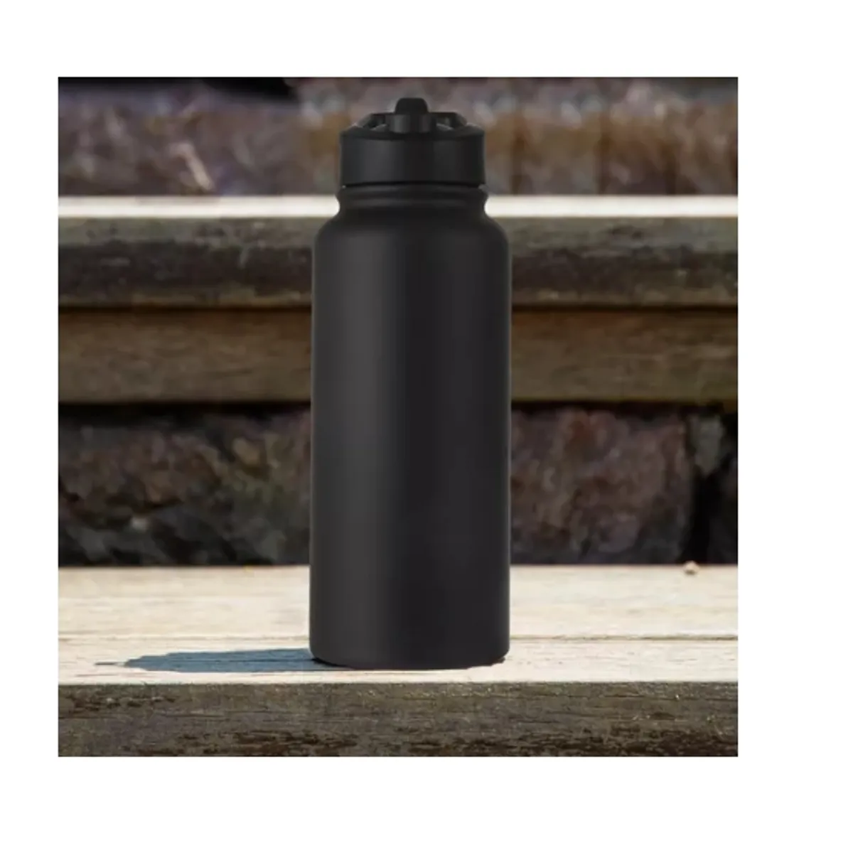Termo Botella Agua Termica Acero Inoxidable + 4 Tapas 1000ml, marca OFERTABKN - Foto 2
