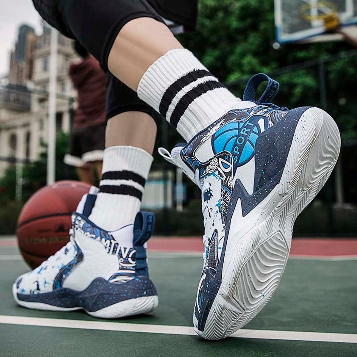 SHANDIAN - Zapatilla de Básquetbol Hombre Azul
