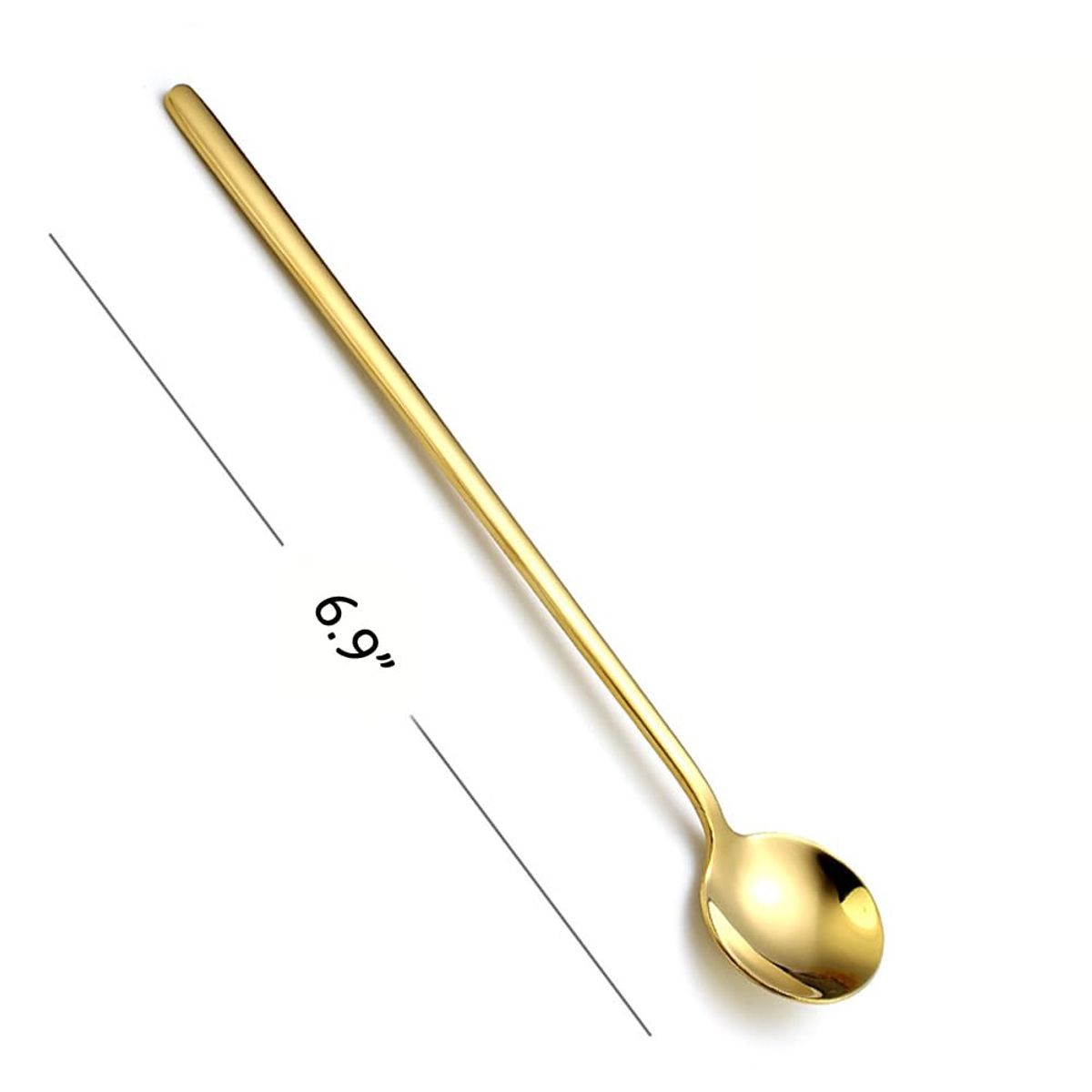 VATYERTY - 4 cucharas de café expreso de acero inoxidable chapadas en oro