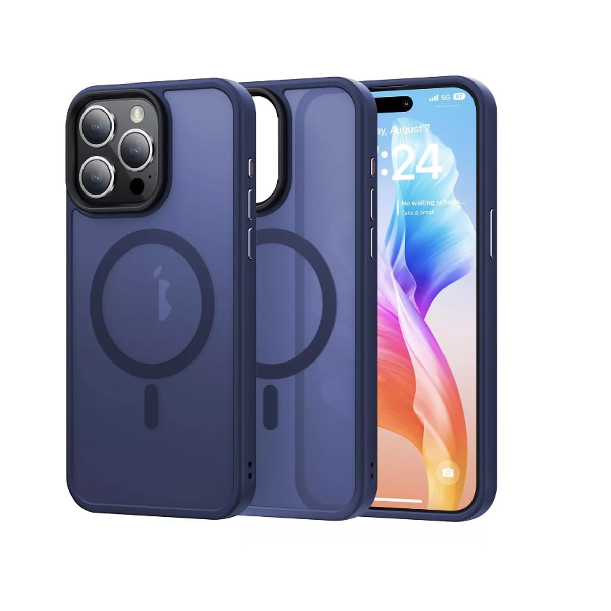 GENERICO - Carcasa Mate Para iPhone 13 Pro Funda Magnética Traslucida Azul