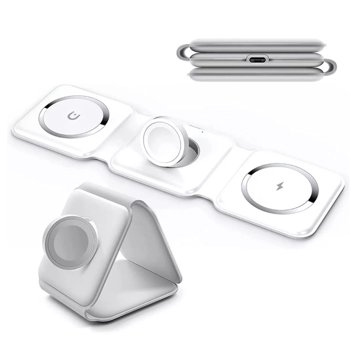 GENERICO - Cargador Rápido Inalambrico Magsafe Vidvie Para iPhone 3 En 1 Apple