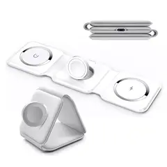 GENERICO - Cargador Rápido Inalambrico Magsafe Vidvie Para iPhone 3 En 1 Apple