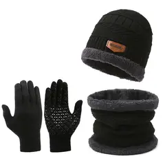 TIOZONEY - Gorro de lana Bufanda Guantes 3 Pcs Set