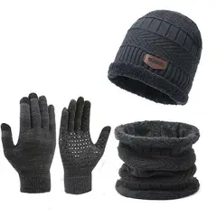 TIOZONEY - Gorro de lana Bufanda Guantes 3 Pcs Set