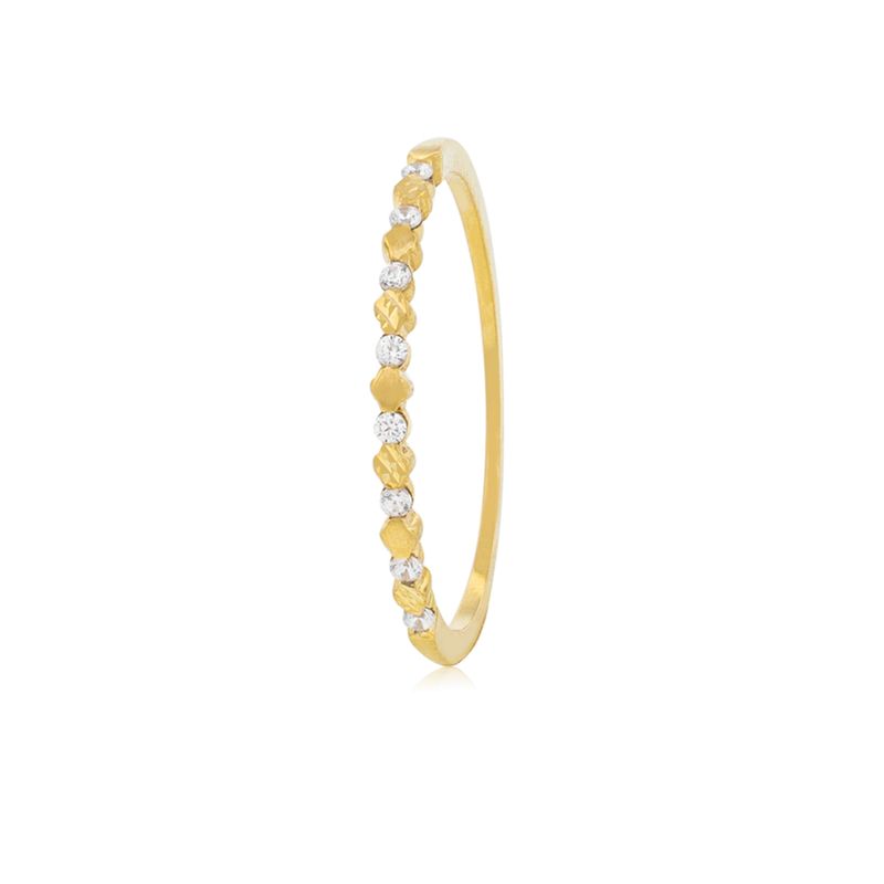JB JOYAS BARON - Anillo Compromiso de Oro 18Kt Medio Cintillo Intercalado