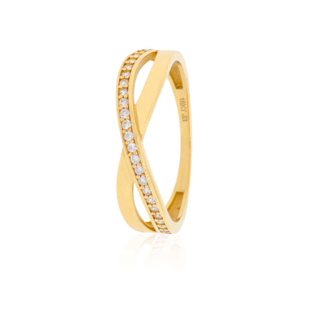 JB JOYAS BARON - Anillo de Oro 18kt Cruzado Circon