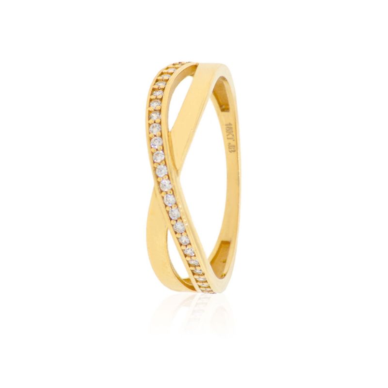 JB JOYAS BARON - Anillo Compromiso de Oro 18Kt Cruzado Circon