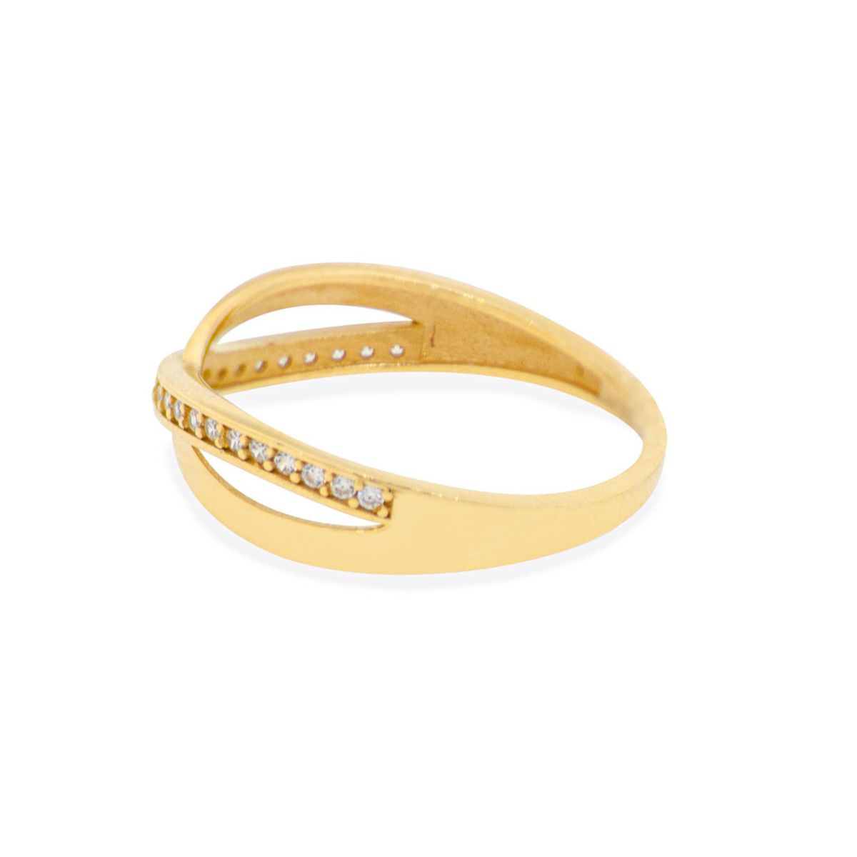 JB JOYAS BARON - Anillo de Oro 18kt Cruzado Circon