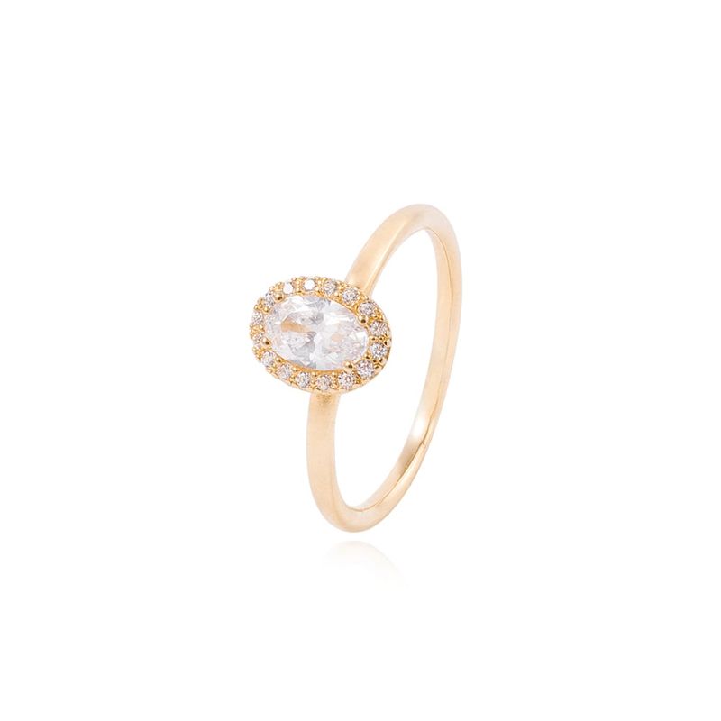 JB JOYAS BARON - Anillo Compromiso de Oro 18Kt Circon Ovalado 4mm