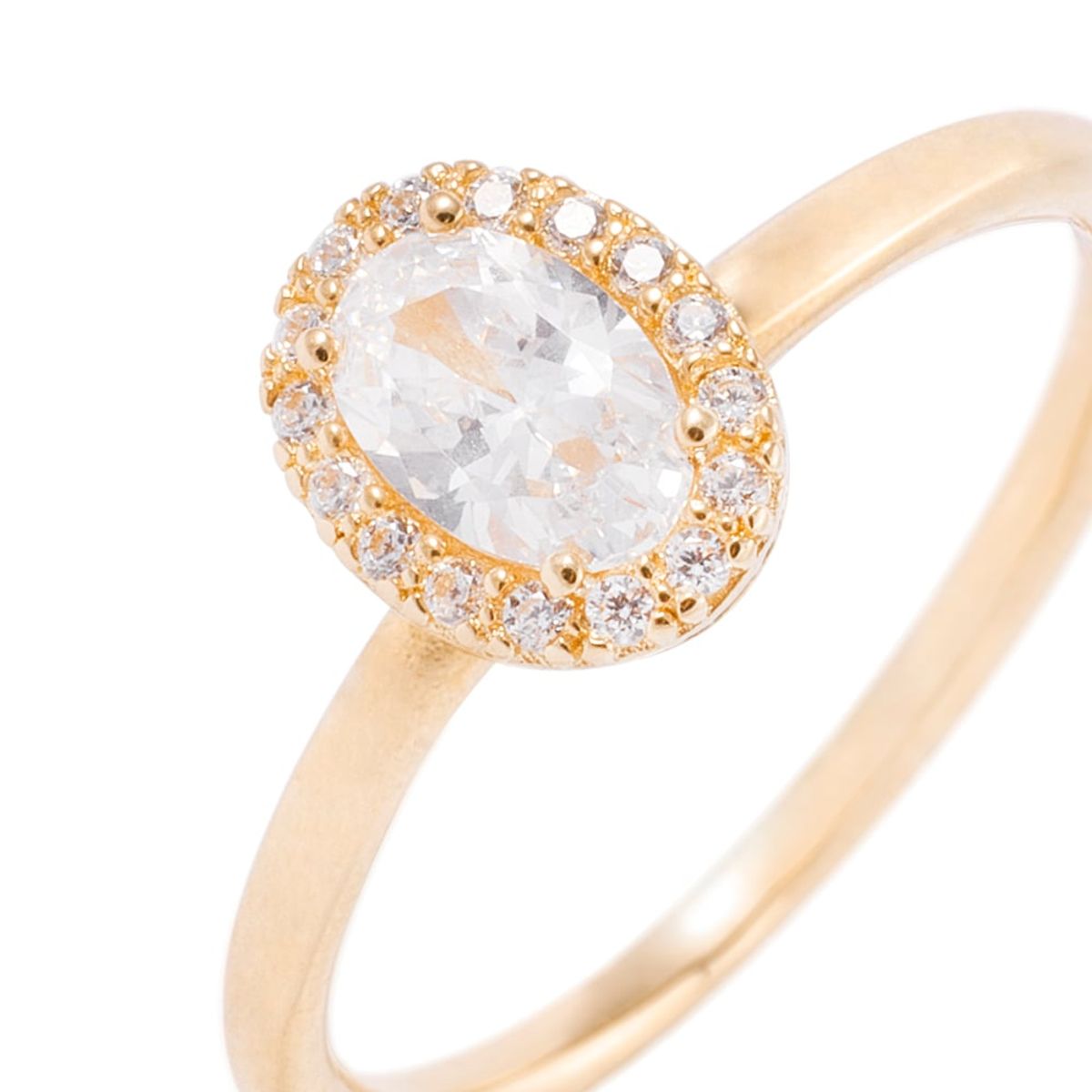 JB JOYAS BARON - Anillo Compromiso de Oro 18Kt Circon Ovalado 4mm