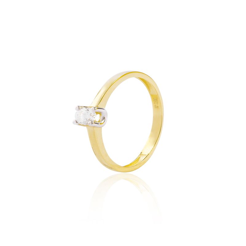 JB JOYAS BARON - Anillo Compromiso de Oro 18Kt Solitario Bicolor Circonita