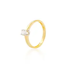 JB JOYAS BARON - Anillo Compromiso de Oro 18Kt Solitario Bicolor Circonita