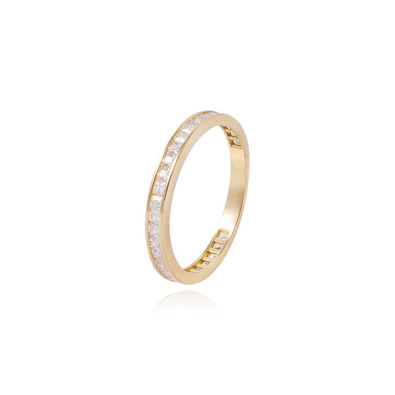 JB JOYAS BARON - Anillo Compromiso de Oro 18Kt Circón Riel Princess