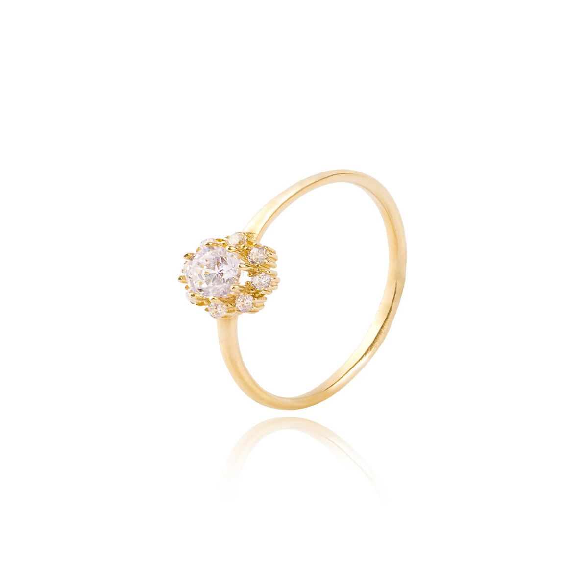 JB JOYAS BARON - Anillo Compromiso Oro Amarillo 18kt Circonita Rosita