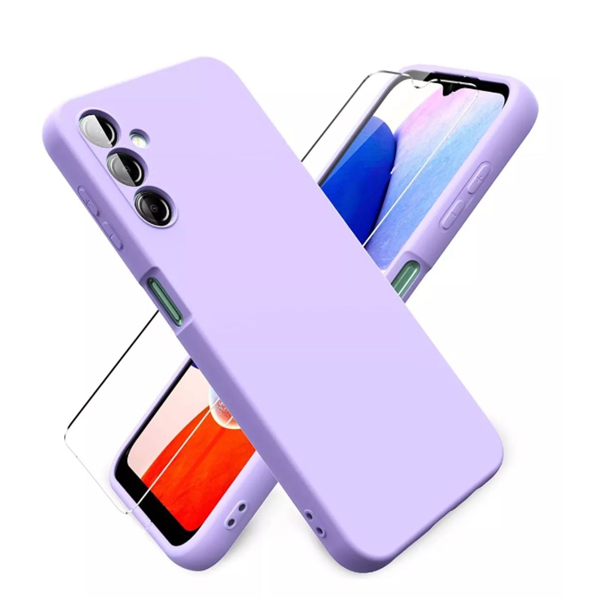 GENERICO - Carcasa Silicona Para Samsung A14 4G5G Lila+ Lamina Completa