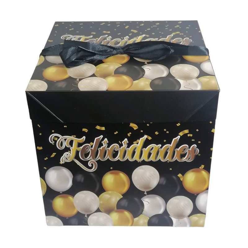 GENERICO - Pack 12 Cajas De Regalo Felicidades Globos  22x22cm