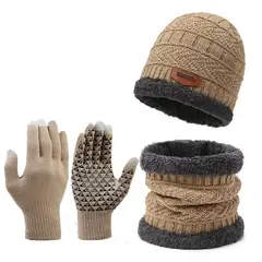 TIOZONEY - Gorro de lana Bufanda Guantes 3 Pcs Set