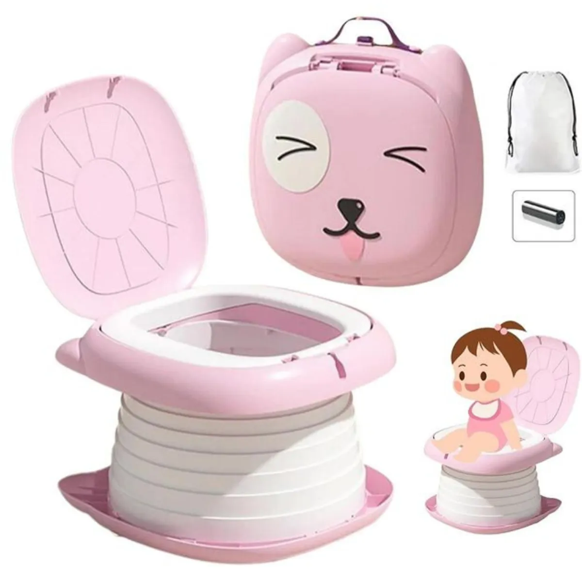 CRUSEC - Pelela Bebé Bacinica Para Niños Plegable Baño Portátil Rosa